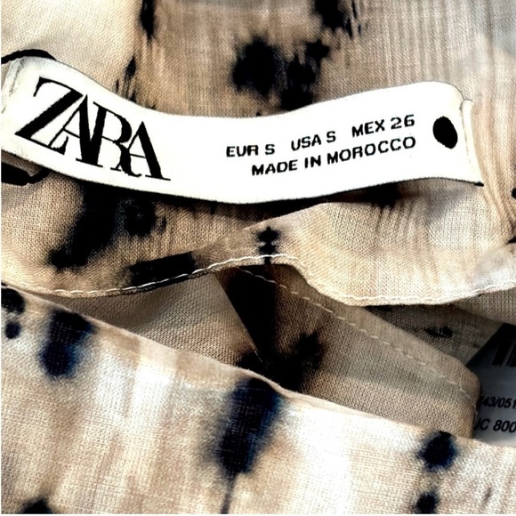 NWT Zara VOLUMINOUS PRINTED TOP ZW COLLECTION Black/Ecru Size Small - Picture 7 of 9